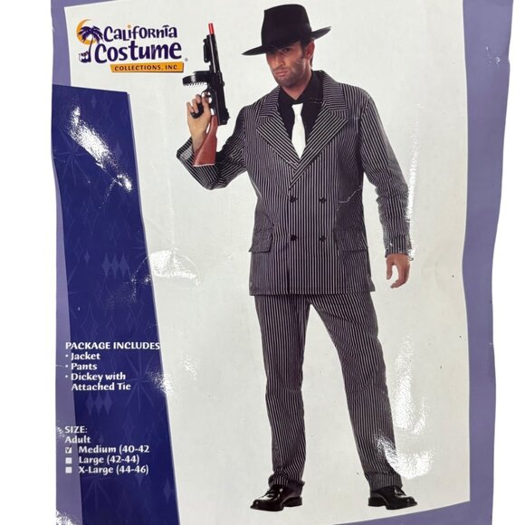 California Costumes Adult Gangster Costume Set M: Jacket Pants & Dickey With Tie - Picture 2 of 7